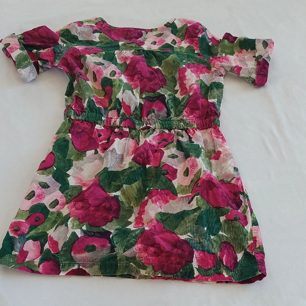 Gymboree Corduroy Floral Dress with Pink and Green Size 5